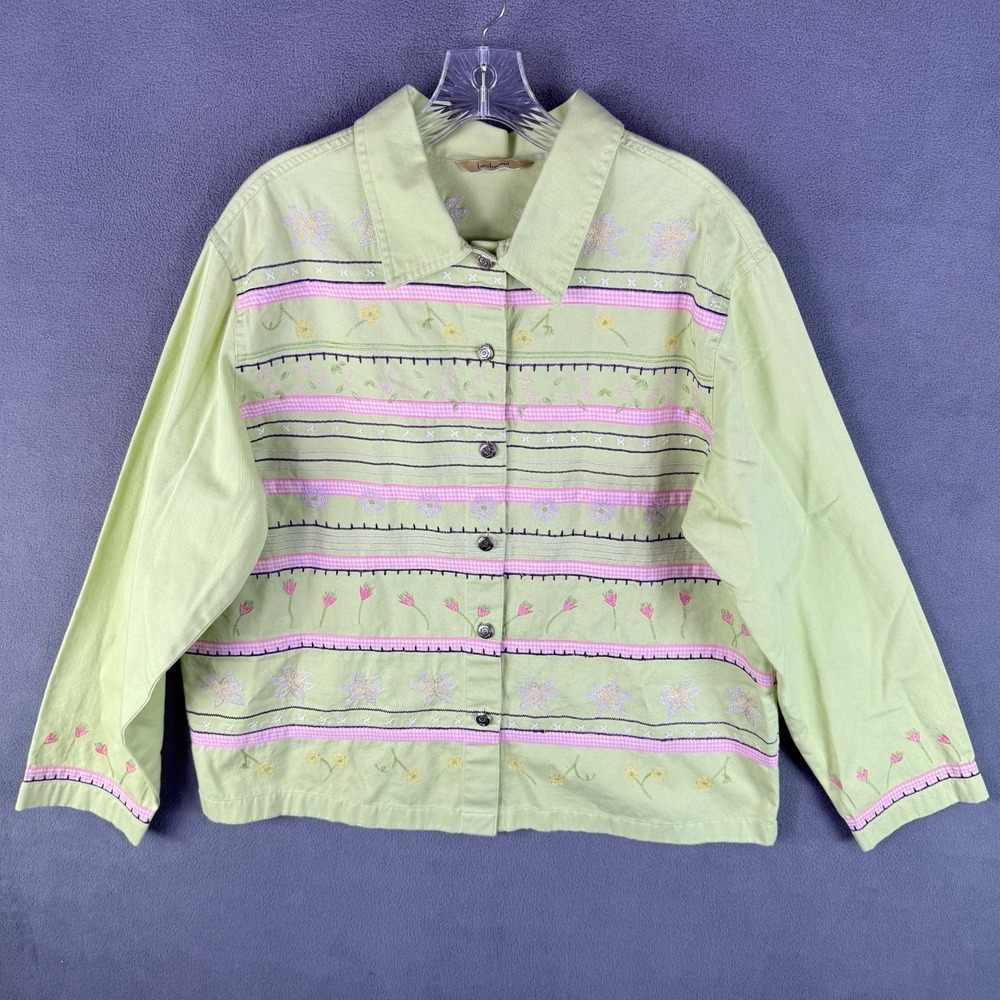 Bechamel Button Up Shirt Womens Large Shacket Top Boho Cabincore Grandma